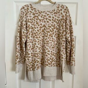 Aerie cheetah print split hem sweatshirt tunic